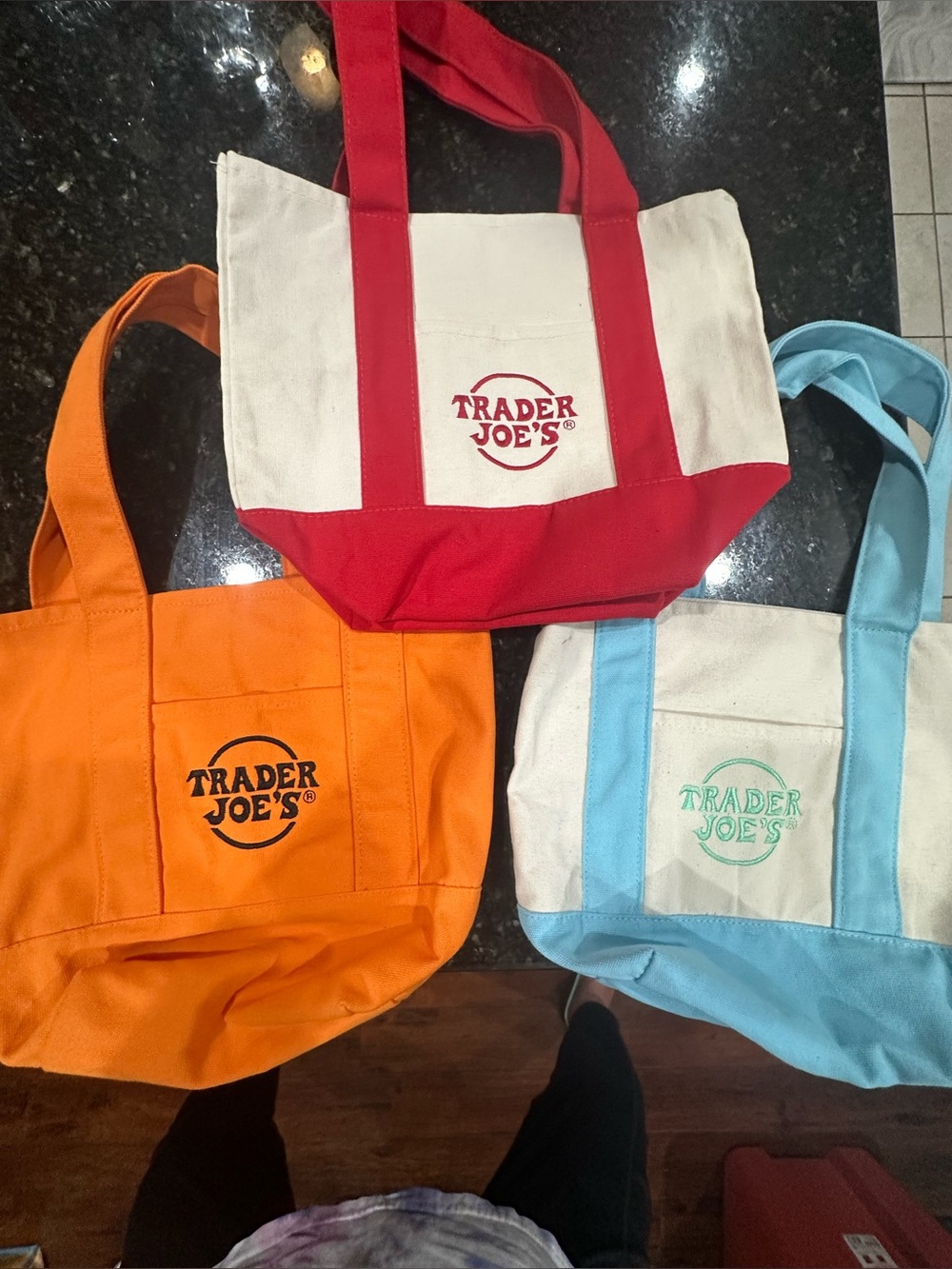 Trader Joe's Canvas Tote Bag - Red, Orange, Light Blue Accents